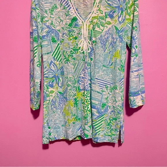 Lilly Pulitzer Tunic‎ Women’s Size Small Kaia Knit Blue Green 3/4 Sleeve - Picture 4 of 8